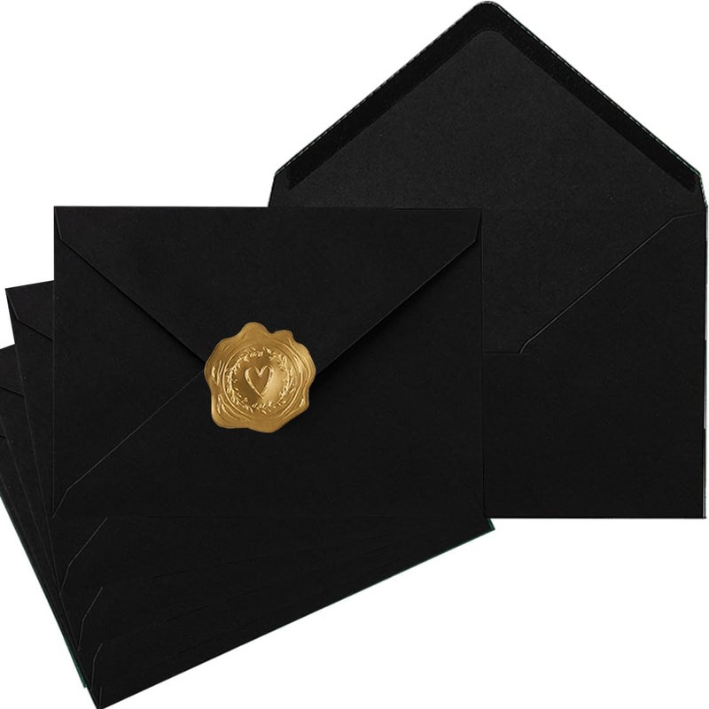 Toperd 50 Pack A6 Envelopes for 4 x 6 Greeting Cards, Birthday Party, Photos, Baby Shower and Wedding Invitation Cards, 6 1/2 x 4 3/4 Inches (Black) - Image 1